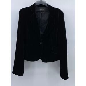 BCBGMAXAZRIA Women's Black Velour Single-Button Long Sleeve Blazer SZ L